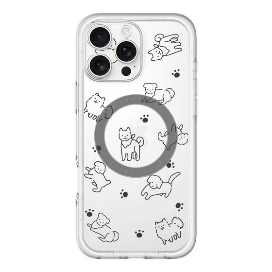 スリムプロテクションプレミアムケース with MagSafe［ オリジナル - CASEPLAYイヌ総柄 - black ］