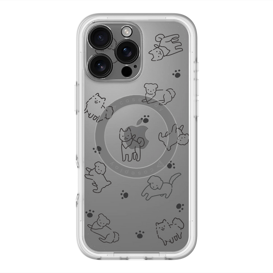 スリムプロテクションプレミアムケース with MagSafe［ オリジナル - CASEPLAYイヌ総柄 - black ］