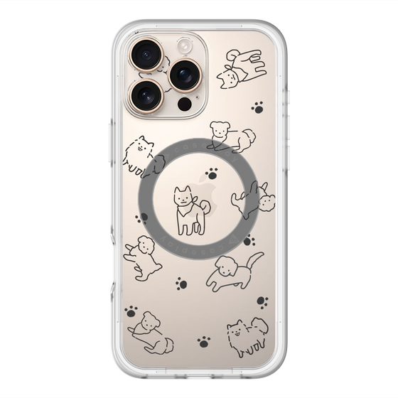 スリムプロテクションプレミアムケース with MagSafe［ オリジナル - CASEPLAYイヌ総柄 - black ］