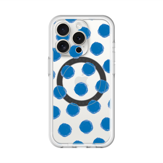 スリムプロテクションプレミアムケース with MagSafe［ オリジナル - 推し色水玉 - ブルー ］