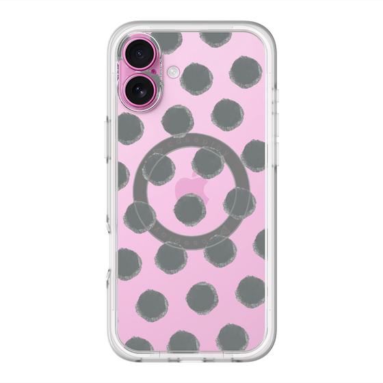 スリムプロテクションプレミアムケース with MagSafe［ オリジナル - 推し色水玉 - ブラック ］