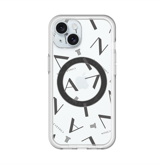 スリムプロテクションプレミアムケース with MagSafe［ LANVIN COLLECTION - タイポグラフィ - グレー ］