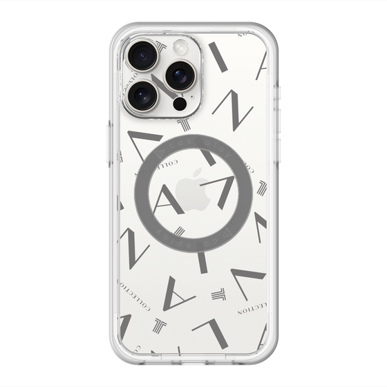 スリムプロテクションプレミアムケース with MagSafe［ LANVIN COLLECTION - タイポグラフィ - グレー ］
