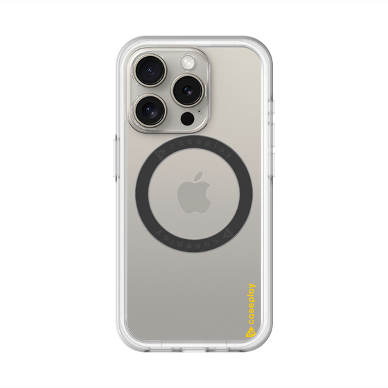 スリムプロテクションプレミアムケース with MagSafe［ オリジナル - caseplayロゴ - イエロー/B ］