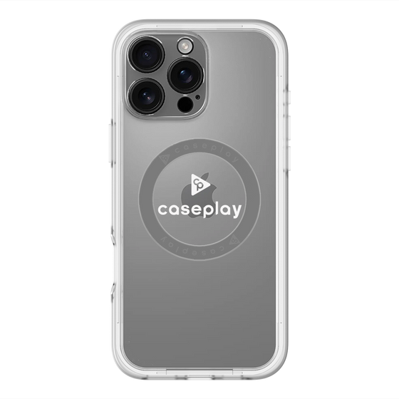 スリムプロテクションプレミアムケース with MagSafe［ オリジナル - caseplayロゴ - ホワイト/D ］