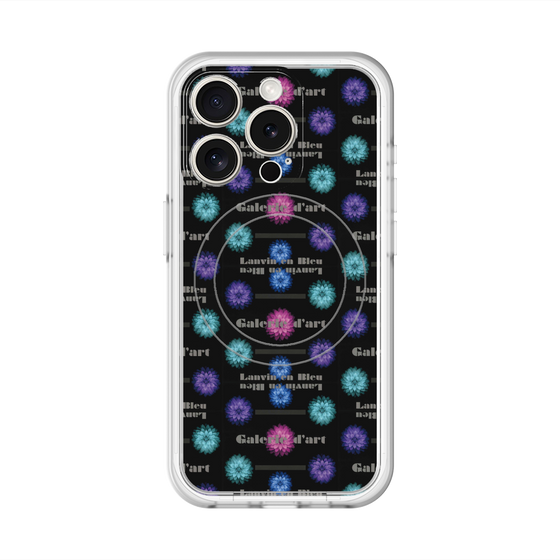 スリムプロテクションプレミアムケース with MagSafe［ LANVIN en Bleu - Flower pattern ］