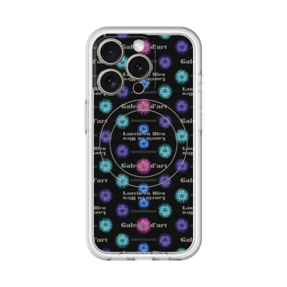 スリムプロテクションプレミアムケース with MagSafe［ LANVIN en Bleu - Flower pattern ］