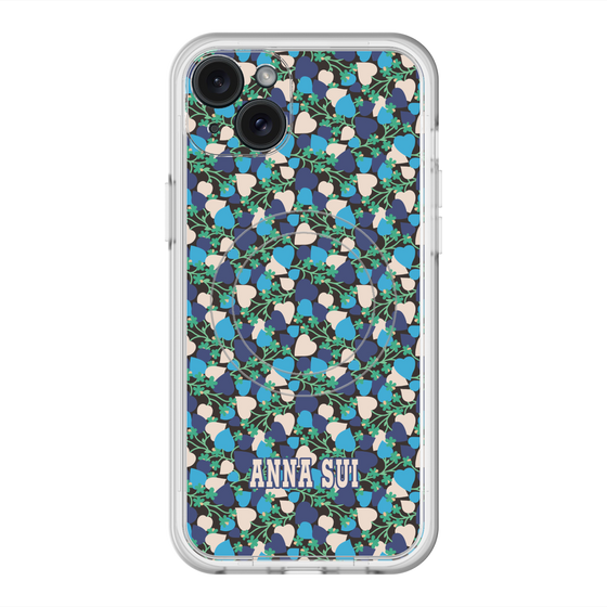スリムプロテクションプレミアムケース with MagSafe［ ANNA SUI - HEARTS VINE - BLUE ］