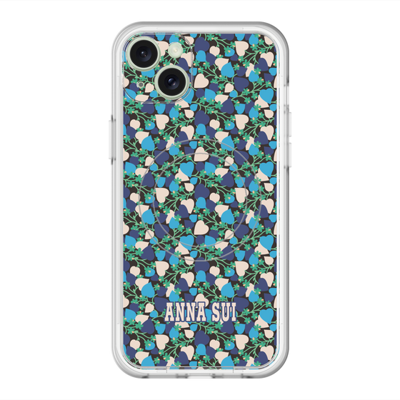 スリムプロテクションプレミアムケース with MagSafe［ ANNA SUI - HEARTS VINE - BLUE ］