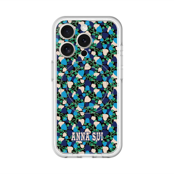 スリムプロテクションプレミアムケース with MagSafe［ ANNA SUI - HEARTS VINE - BLUE ］