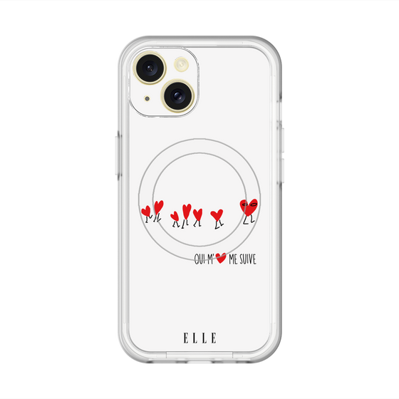 スリムプロテクションプレミアムケース with MagSafe［ ELLE - Let who love me follow me - ホワイト ］