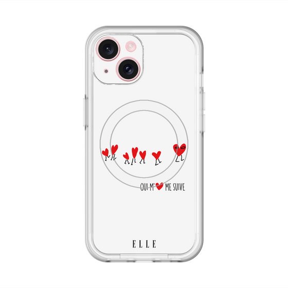 スリムプロテクションプレミアムケース with MagSafe［ ELLE - Let who love me follow me - ホワイト ］
