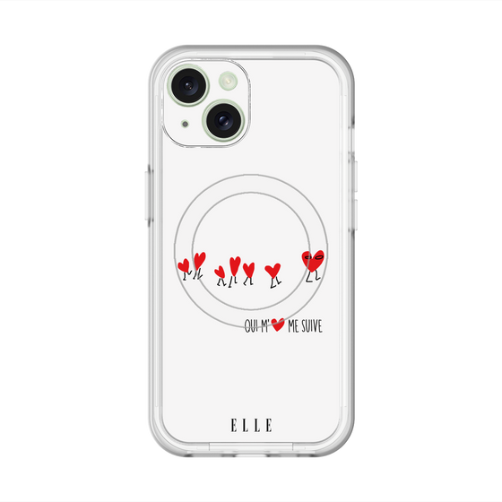 スリムプロテクションプレミアムケース with MagSafe［ ELLE - Let who love me follow me - ホワイト ］