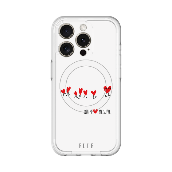 スリムプロテクションプレミアムケース with MagSafe［ ELLE - Let who love me follow me - ホワイト ］