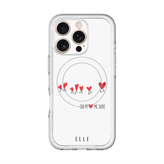 スリムプロテクションプレミアムケース with MagSafe［ ELLE - Let who love me follow me - ホワイト ］