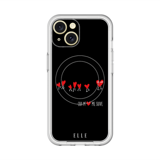 スリムプロテクションプレミアムケース with MagSafe［ ELLE - Let who love me follow me - ブラック ］
