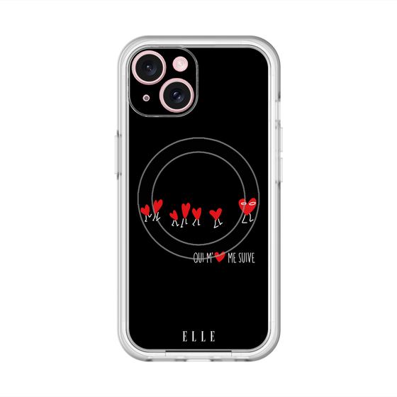 スリムプロテクションプレミアムケース with MagSafe［ ELLE - Let who love me follow me - ブラック ］