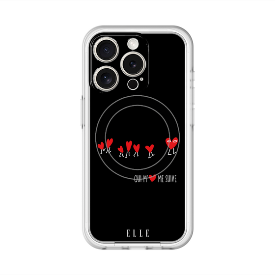 スリムプロテクションプレミアムケース with MagSafe［ ELLE - Let who love me follow me - ブラック ］