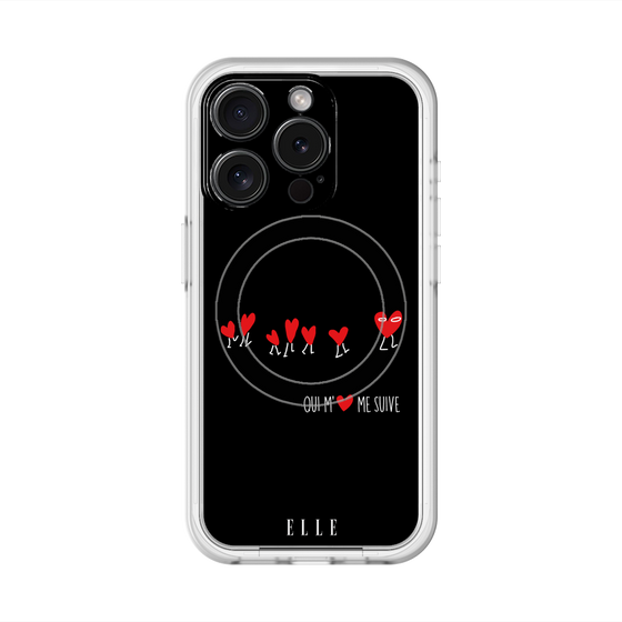 スリムプロテクションプレミアムケース with MagSafe［ ELLE - Let who love me follow me - ブラック ］