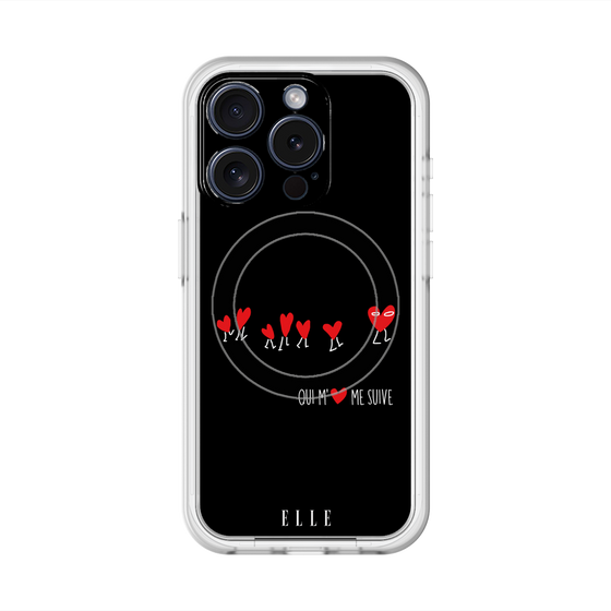 スリムプロテクションプレミアムケース with MagSafe［ ELLE - Let who love me follow me - ブラック ］