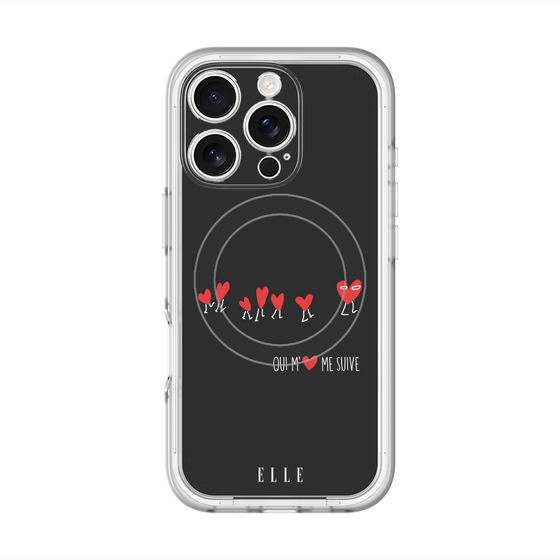 スリムプロテクションプレミアムケース with MagSafe［ ELLE - Let who love me follow me - ブラック ］