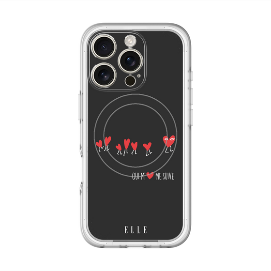 スリムプロテクションプレミアムケース with MagSafe［ ELLE - Let who love me follow me - ブラック ］