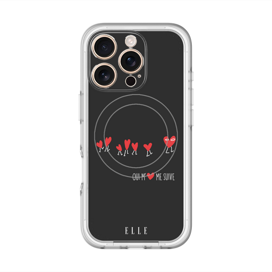 スリムプロテクションプレミアムケース with MagSafe［ ELLE - Let who love me follow me - ブラック ］