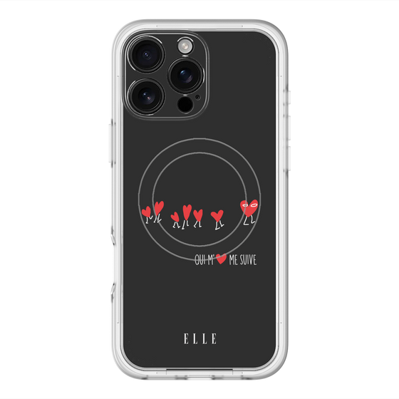 スリムプロテクションプレミアムケース with MagSafe［ ELLE - Let who love me follow me - ブラック ］
