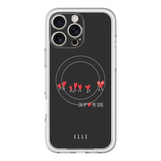 スリムプロテクションプレミアムケース with MagSafe［ ELLE - Let who love me follow me - ブラック ］
