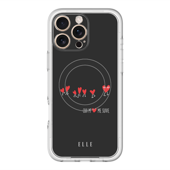 スリムプロテクションプレミアムケース with MagSafe［ ELLE - Let who love me follow me - ブラック ］