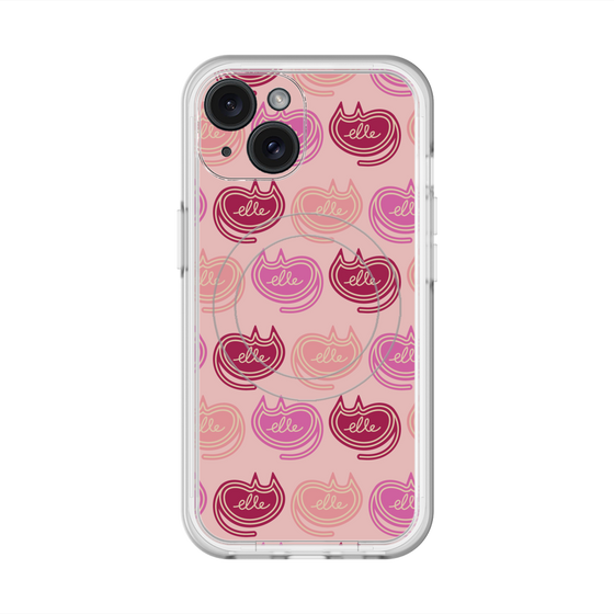 スリムプロテクションプレミアムケース with MagSafe［ ELLE - Cat Pattern - ピンク ］