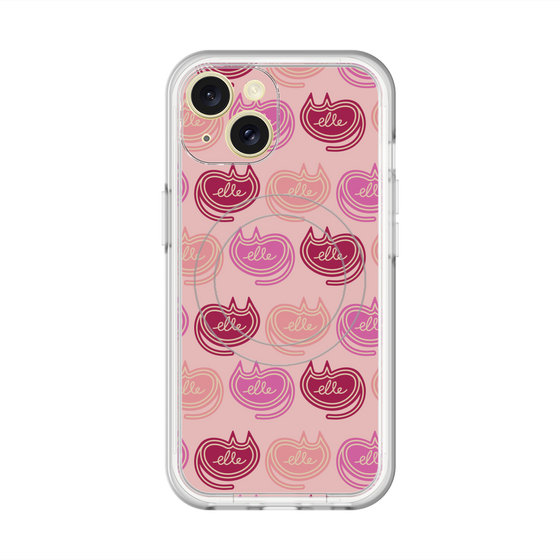 スリムプロテクションプレミアムケース with MagSafe［ ELLE - Cat Pattern - ピンク ］