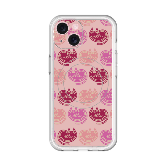 スリムプロテクションプレミアムケース with MagSafe［ ELLE - Cat Pattern - ピンク ］