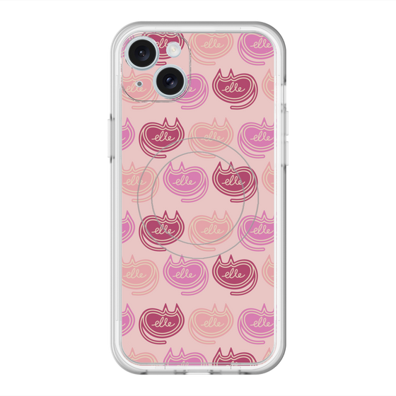 スリムプロテクションプレミアムケース with MagSafe［ ELLE - Cat Pattern - ピンク ］