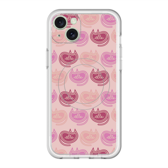 スリムプロテクションプレミアムケース with MagSafe［ ELLE - Cat Pattern - ピンク ］