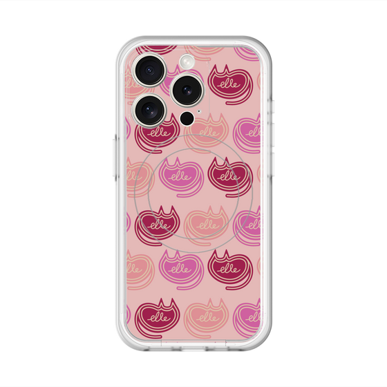 スリムプロテクションプレミアムケース with MagSafe［ ELLE - Cat Pattern - ピンク ］
