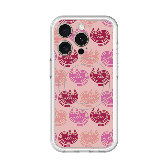 スリムプロテクションプレミアムケース with MagSafe［ ELLE - Cat Pattern - ピンク ］