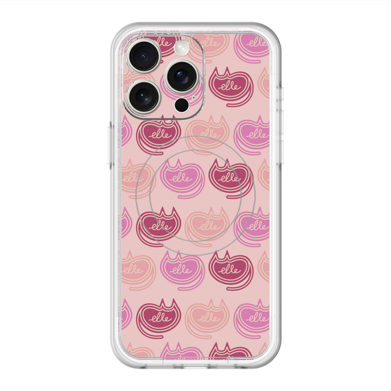スリムプロテクションプレミアムケース with MagSafe［ ELLE - Cat Pattern - ピンク ］