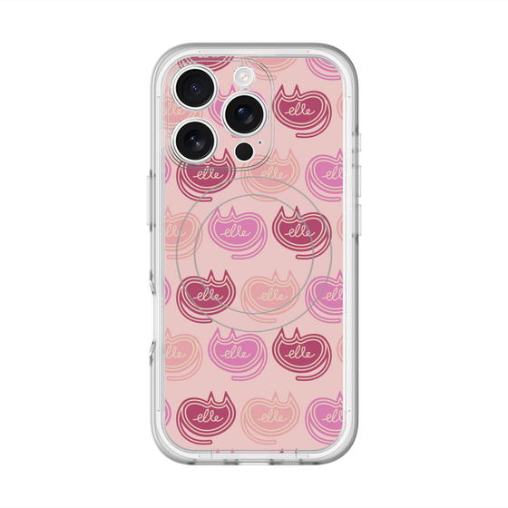 スリムプロテクションプレミアムケース with MagSafe［ ELLE - Cat Pattern - ピンク ］