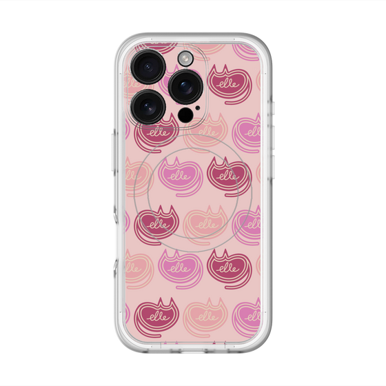 スリムプロテクションプレミアムケース with MagSafe［ ELLE - Cat Pattern - ピンク ］