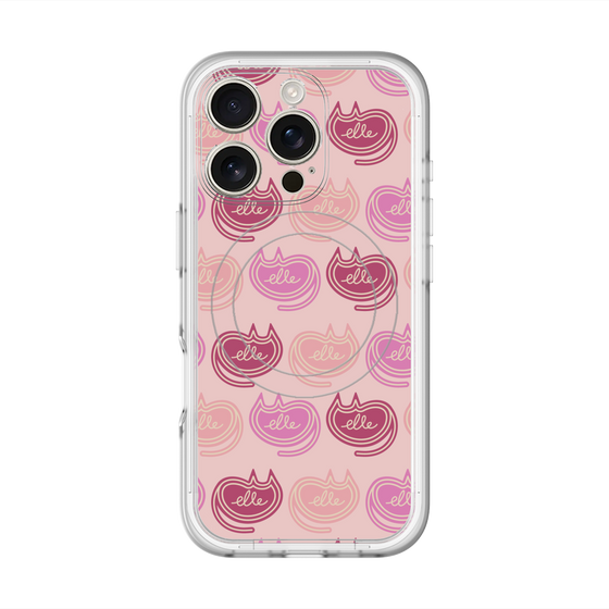 スリムプロテクションプレミアムケース with MagSafe［ ELLE - Cat Pattern - ピンク ］