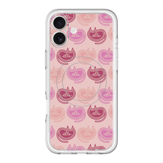 スリムプロテクションプレミアムケース with MagSafe［ ELLE - Cat Pattern - ピンク ］