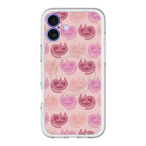 スリムプロテクションプレミアムケース with MagSafe［ ELLE - Cat Pattern - ピンク ］