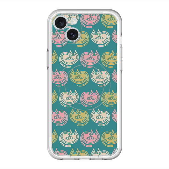 スリムプロテクションプレミアムケース with MagSafe［ ELLE - Cat Pattern - グリーン ］