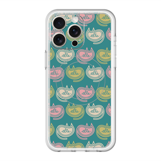 スリムプロテクションプレミアムケース with MagSafe［ ELLE - Cat Pattern - グリーン ］