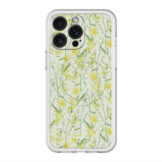 スリムプロテクションプレミアムケース with MagSafe［ 日比谷花壇 - DelicateGeometry - ライトグリーン ］