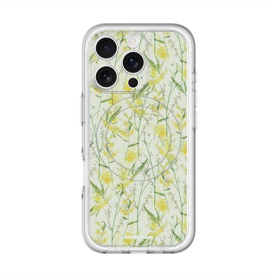 スリムプロテクションプレミアムケース with MagSafe［ 日比谷花壇 - DelicateGeometry - ライトグリーン ］