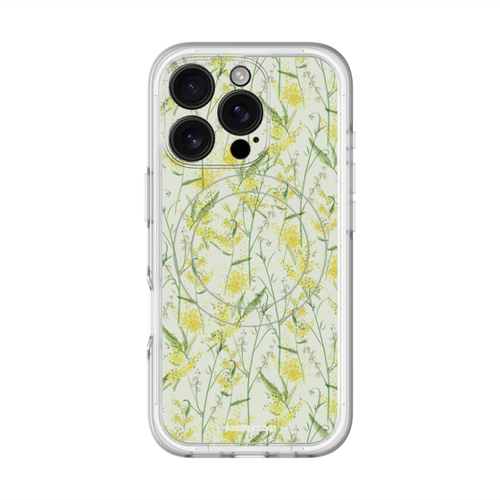 スリムプロテクションプレミアムケース with MagSafe［ 日比谷花壇 - DelicateGeometry - ライトグリーン ］