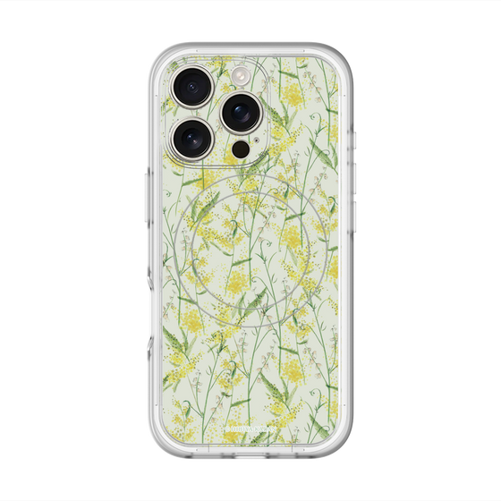 スリムプロテクションプレミアムケース with MagSafe［ 日比谷花壇 - DelicateGeometry - ライトグリーン ］