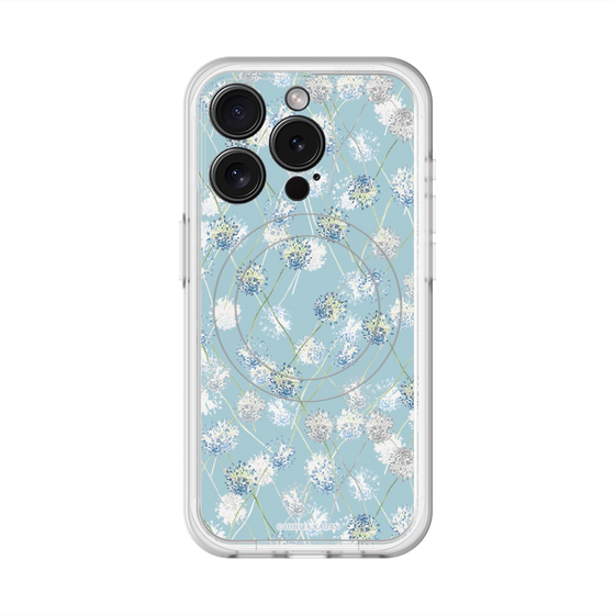 スリムプロテクションプレミアムケース with MagSafe［ 日比谷花壇 - DelicateGeometry - ライトブルー ］